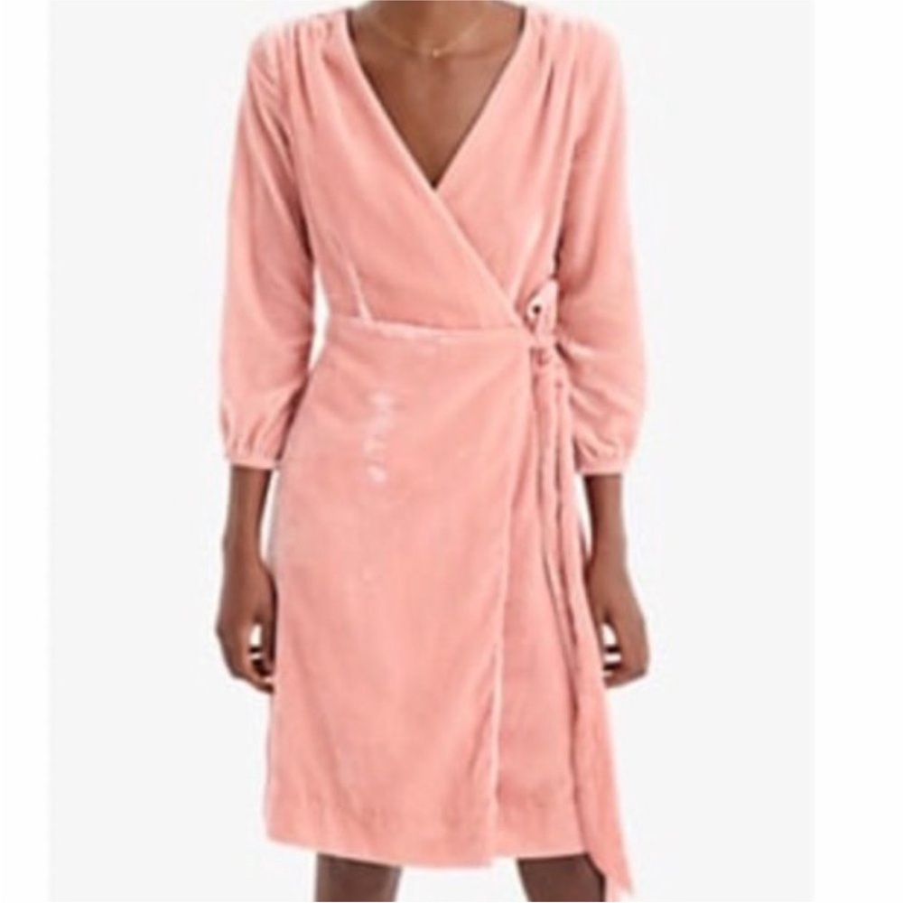 J.Crew Peach Velvet Wrap Dress